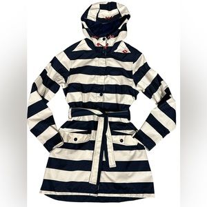 Helly Hansen Stylish Striped Waterproof Hooded Jacket. Small Petite 38” Bust